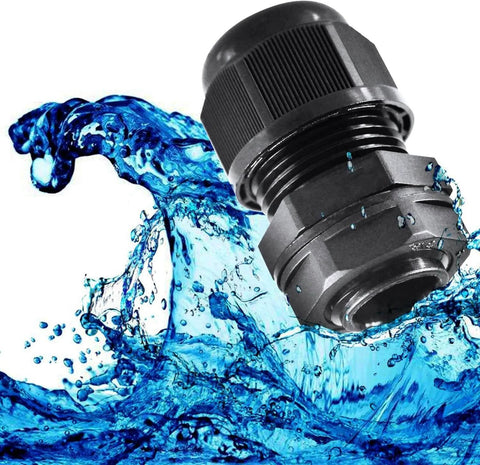 M22x1.5 Nylon Cable Gland Waterproof IP68 Black Cord Gripper Fitting With Adjustable Sealing Nut Strain Relief RoHS Compliant