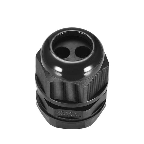 Heavy Duty M25 Cable Gland With Two Holes IP68 waterproof nylon joint adjustable locknut for 4mm to 8mm wires front view