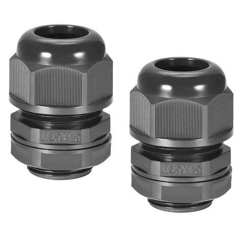 Heavy Duty M25 Cable Gland With Two Holes IP68 Waterproof Nylon Joint Adjustable Locknut for Outdoor Enclosures, 2-Pack