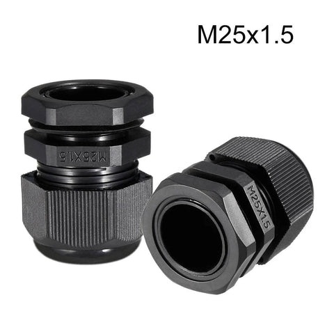 All Weather Waterproof M25 Cable Gland Kit With Adjustable Locknut, Rugged Nylon Joint For 12Mm To 16Mm Cables, Black, 4 Pieces