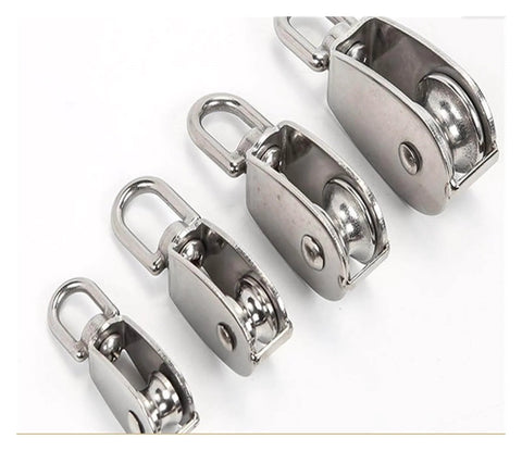 Stainless Steel Pulley M25 Single Wheel Swivel Lifting Rope Pulley Set Lifting Wheel Tools Crank Pulley(M25) in various sizes