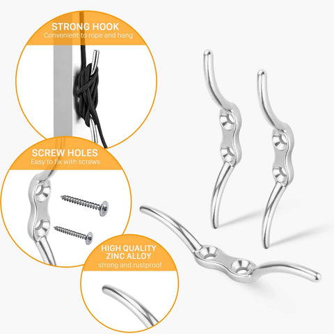 Close-up of M25 Stainless Steel Pulley System Kit's hooks and screws showing strong hook design and zinc alloy material