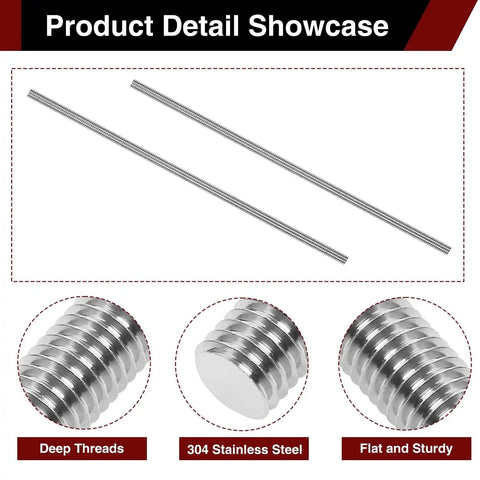Five-piece set of M2x200mm fully threaded rods in 304 stainless steel delivers rust-resistant strength for furniture assembly, machinery fixes, and DIY projects; right-hand thread, 0.4 pitch, versatile all-threaded rods for reliable fastening.