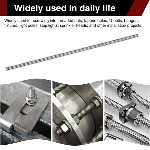 Five-piece set of M2x200mm fully threaded rods in 304 stainless steel delivers rust-resistant strength for furniture assembly, machinery fixes, and DIY projects; right-hand thread, 0.4 pitch, versatile all-threaded rods for reliable fastening, side view.