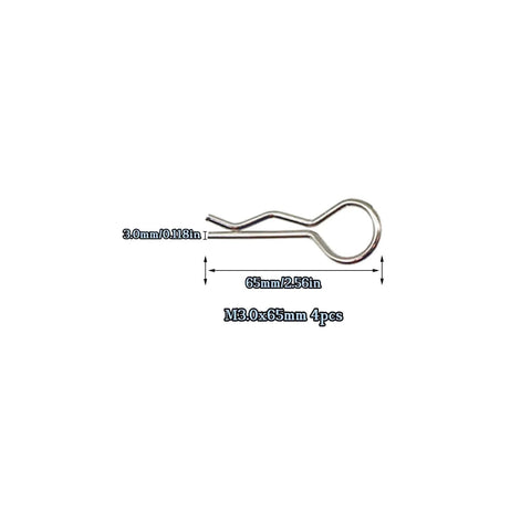 10pcs Cotter Pins, R Clips Hardware Pins, Spring Fasteners Hitch Pin, M3.0x65mm dimensions, used for trailers and trucks