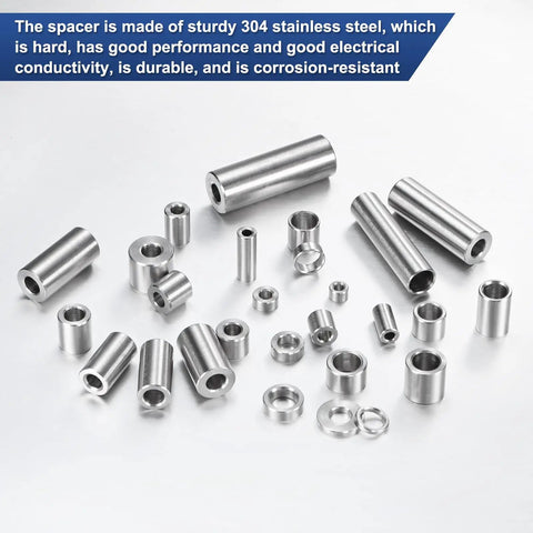 10 Pcs M3 304 Stainless Steel Spacers 3mm ID By 6mm OD By 8mm Length Standoff Bushings Plain Finish Silver For Screws Bolts DIY And Heavy Duty Projects.