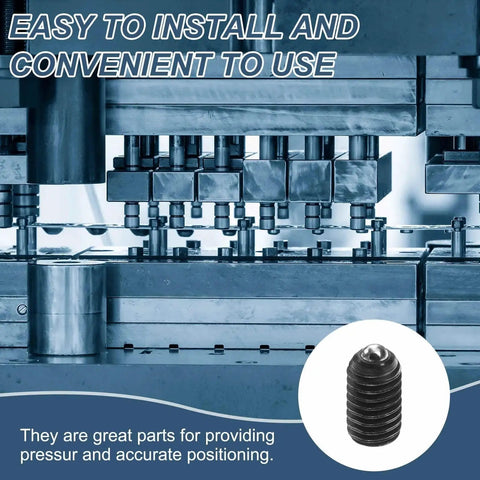 Machinery setup with inset of Five Pack M3 Thread Ball Plungers With Hex Socket for lubrication and pneumatic tools