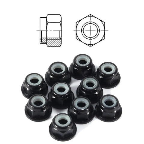 M3 Hex Self Lock Nuts 10 Pack Aluminum Flanged Nylon Lock Nut Self Locking Metal Nuts Black For Wood And Metal Projects