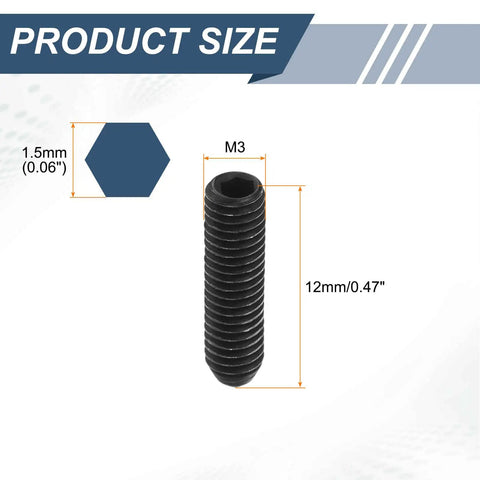 10 Pcs M3 Thread Ball Plunger Set With Hex Socket 12mm Length High Carbon Steel Spring Plungers dimensions