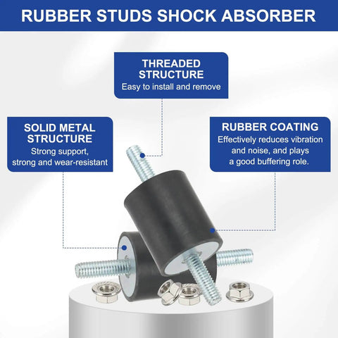 Efficient M3 rubber isolator mounts absorb vibration and cut noise for motors, air compressors, and engines; compact design with lock nuts visible