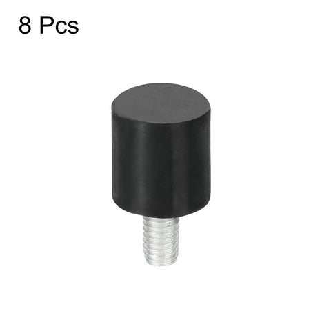 Compact M3 thread rubber mount with 8x8mm cylindrical shock absorber and M3x6mm stud, part of 8-piece set for vibration isolation
