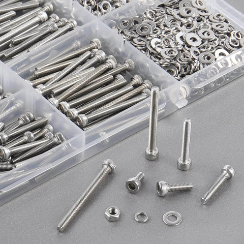 600Pcs M3 Screw Assortment Kit 8 Sizes 6mm to 30mm For 3D Printer DIY Stainless Steel Hex Socket Screws Nuts Washers