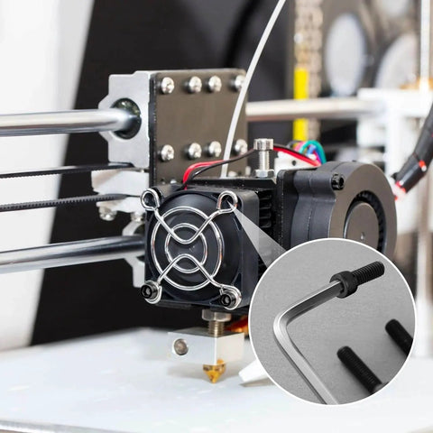 Close-up of 180Pcs M3 By 30mm Hex Socket Head Cap Screws 12.9 Grade Alloy Steel Black Oxide installed in 3D printer