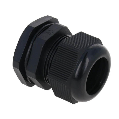 Side view of black 2 Pack M32 Cable Gland Waterproof Plastic Glands Joints Adjustable Connector for 16 to 21mm cable diameter