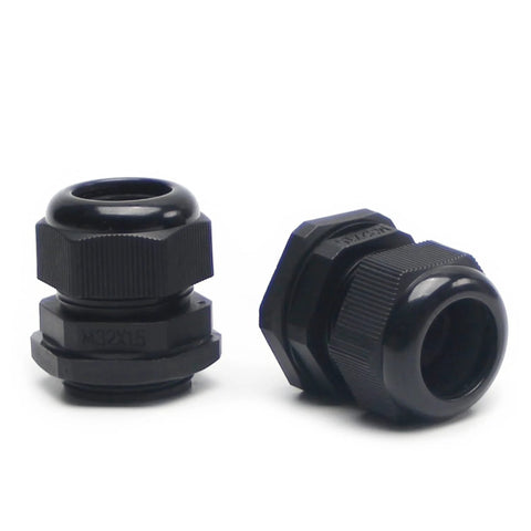 Set Of 2 M32 Plastic Waterproof Cable Glands Joints Adjustable Connector For 18 To 25 Mm Diameter Cables Black Built For Outdoor Use
