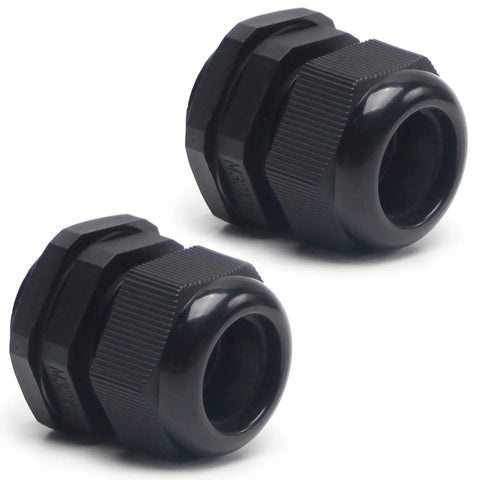 Set Of 2 M32 Plastic Waterproof Cable Glands Joints Adjustable Connector For 18 To 25 Mm Diameter Cables Black Built For Outdoor Use Weatherproof