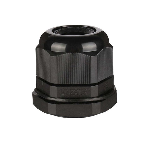 M32 Waterproof IP68 Nylon Cable Gland Locknut Kit for 16mm to 21mm cable, 32mm thread, black rugged design for outdoor use