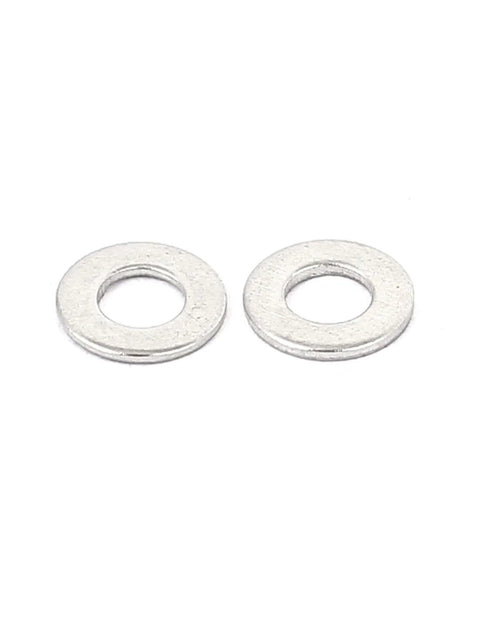 Two M3x6mmx0.5mm Stainless Steel Round Flat Washers for Bolt Screw showcased on a white background.