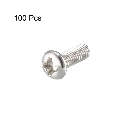 Single M3x8mm stainless steel Phillips round pan head machine screw with 100 pcs label