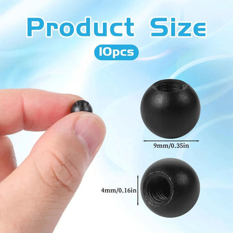 10Pcs M4 Lamp Cap Nuts Black Screw Caps with 9mm Diameter, Carbon Steel Finials for Ball Lamp Decoration and Furniture Lighting