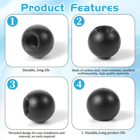 10Pcs M4 Lamp Cap Nuts Black Screw Caps For Ball Lamp Decoration And Furniture Lighting, Durable Carbon Steel Finials Display