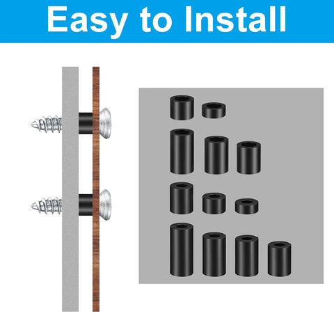 M4 Nylon Spacer Kit 100Pcs Non Threaded ABS Round Spacers Standoff Assortment shown in use with screws and panels