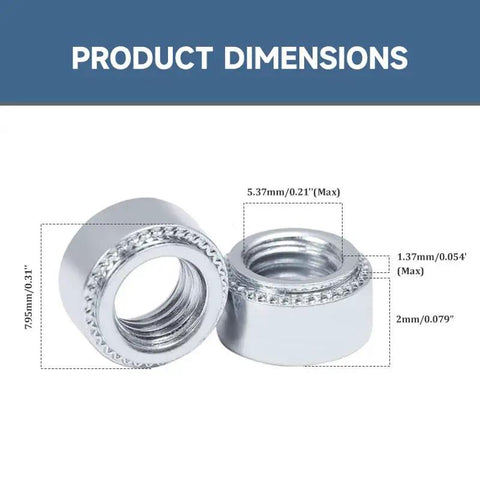 20 Pack M4 2mm Rivet Nuts Self Locking Press In Nuts Carbon Steel For Metal Sheets Electrical Enclosures Cabinets Steel Structures