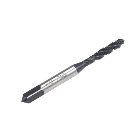 M4 x 0.7 Spiral Flute Thread Tap, Metric Machine Threading Tap HSS Nitriding Coated, Round Shank, Side View, H2 Tolerance