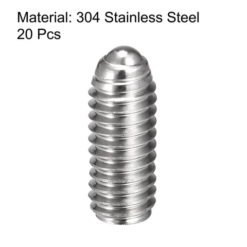 Ball Point Set Screws M4 x 10mm 304 Stainless Steel, close-up view showing hex socket design and threaded body, 20 pieces included