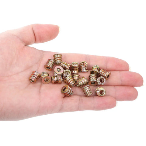 Beefy M4x10mm Carbon Steel Furniture Threaded Inserts Hex Drive Kit For Wood 20 Pcs Fasteners in hand