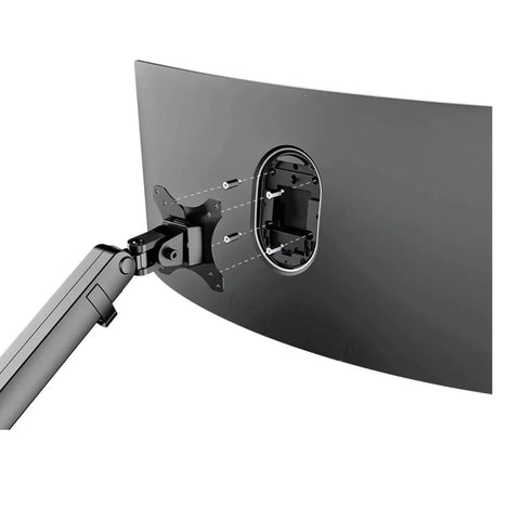 Back view of monitor with arm using M4x14mm Stainless Steel Wall Mount Spacer Adapter Set For Desktop And Portable Monitors 4 Pieces For PCB And Computer