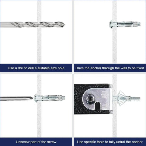 25 Pieces Hollow Wall Anchors M4x38mm For Drywall And Plasterboard Molly Bolts Easy Expansion Wall Plugs installation process steps