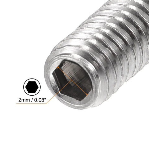Close-up of Ball Point Set Screws M4 X 6Mm 304 Stainless Steel Ball Plunger Hex Socket Screws showing hex socket design