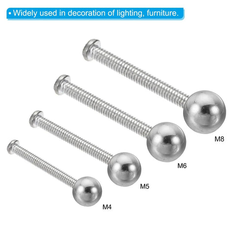 M4x8mm Ball Nuts Knob 8 Pack Female Thread 304 Stainless Steel Round Blind Hole Screw Cap Covers for lighting machinery silver