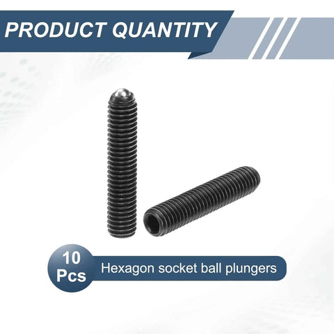 10 Pieces M5 By 25mm Screw Thread Ball Plungers With Hex Socket For Lubrication And Pneumatic Tools High Carbon Steel Construction