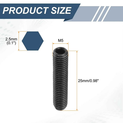 10 Pieces M5 By 25mm Screw Thread Ball Plungers With Hex Socket For Lubrication And Pneumatic Tools, size dimensions shown