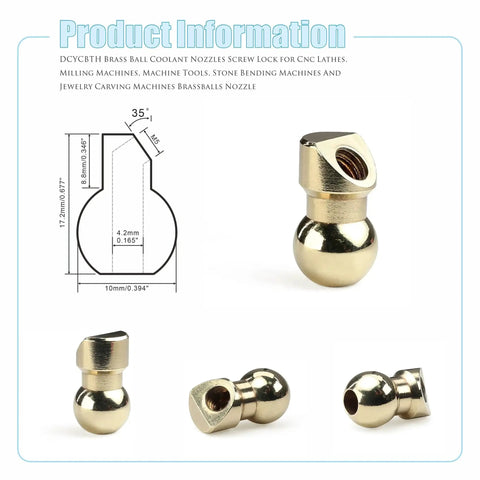 10 Pack M5 Brass Ball Coolant Nozzles With Screw Lock For CNC Lathes Milling Machines And Stone Bending Machines High Pressure