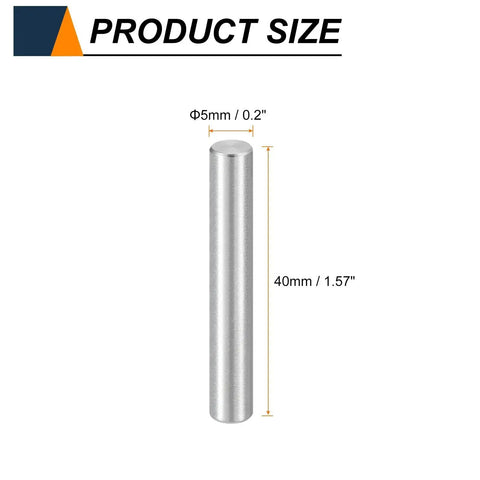 Heavy Duty M5 Dowel Pins 25 Pcs Set, 304 Stainless Steel, 40mm Length, Cylindrical Shelf Peg Pins for Metal and Wood Furniture