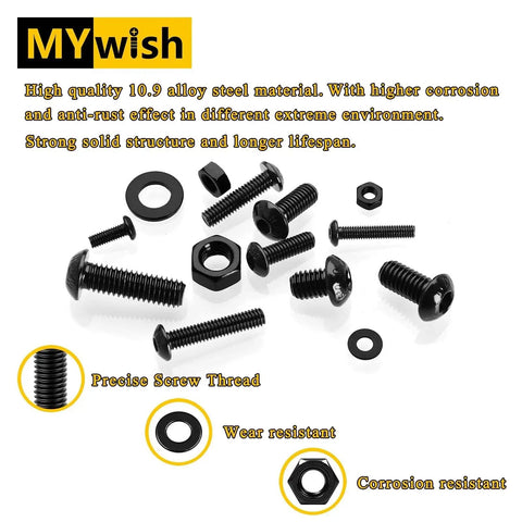 420 Piece M5 Nuts And Bolts Set With Hex Button Head Screws In 8mm to 30mm Lengths, Includes Flat Washers and Nuts