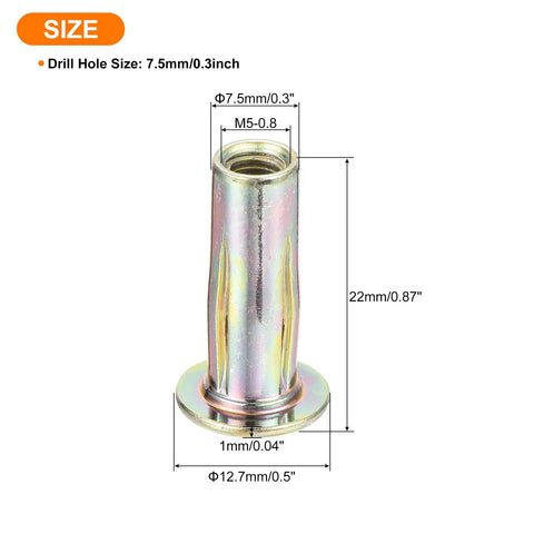 Multi Grip Rivet Nut Set Heavy Duty Uxcell M5 Flat Head Carbon Steel Pre Bulbed Shank 10 Pack with Zinc Plated Finish