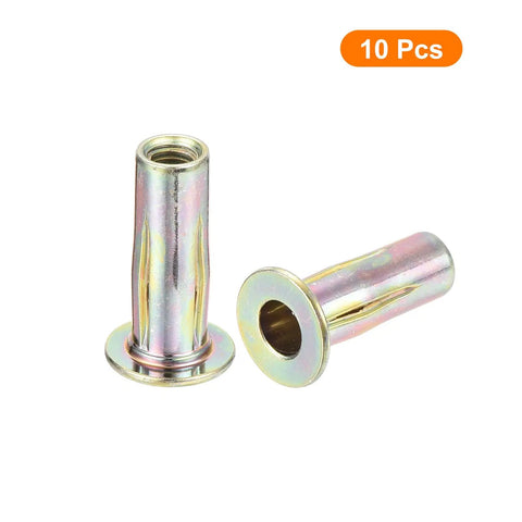 Multi Grip Rivet Nut Set Heavy Duty Uxcell M5 Flat Head Carbon Steel Pre Bulbed Shank 10 Pack With Zinc Plated Finish