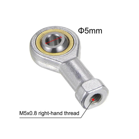 4 Pcs SI5TK PHSA5 M5 Female Rod End Bearing With M5x0.8 Right Hand Thread Self Lubricating Joint Jam Nut Included, close-up view