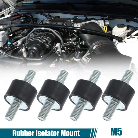 Durable M5 rubber anti vibration isolators dampen engine shocks and reduce noise, shown in engine setup with 15x10mm footprint.