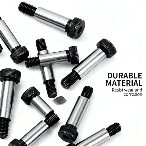 Six Pack M5 Shoulder Screw Bolts Set With 6mm Shoulder And 25mm Total Length 12.9 Grade Alloy Steel Allen Hex Socket Head shown