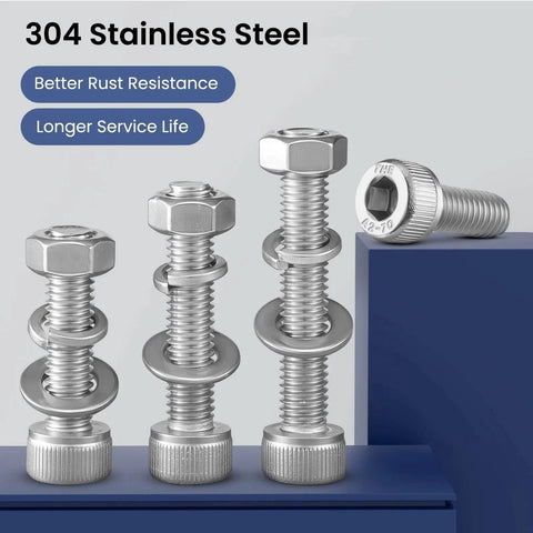 Different sizes of M5 Screws Kit 184 Pcs 304 Stainless Steel Hex Socket Head Cap Screws Nuts and Washers Set 30 35 40 45 50 60mm