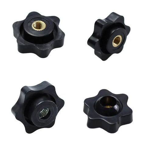 10Pcs M5 Star Knobs With Knurled Black Plastic Handle Female Threaded Screw-On Knobs For Machinery Equipment