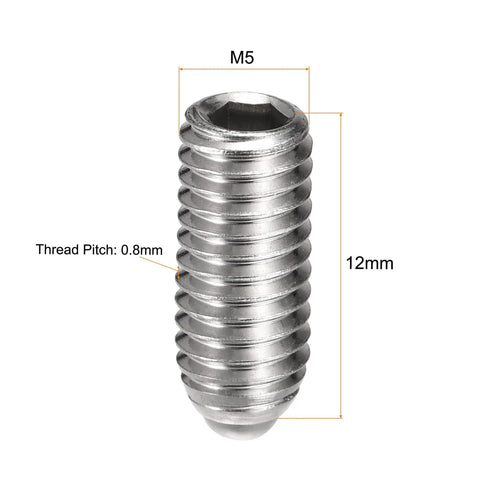 M5 X 12mm Ball Point Set Screws With Ball Plunger In 304 Stainless Steel for Precision Alignment and Secure Positioning