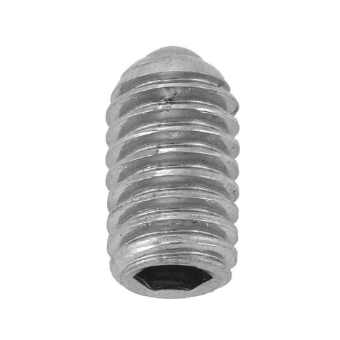 20 pack M6 x 10mm stainless steel spring ball plunger screws with hex drive, close-up view of the precision positioning plunger