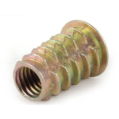 M6 20mm Zinc Alloy Threaded Wood Caster Insert Nut with Flanged Hex Drive Head - VXB Ball Bearings