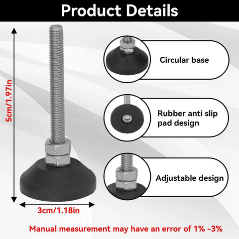 Adjustable M6 Furniture Leveling Feet Set Of 4 with swivel table glides showing circular rubber base and adjustable design.